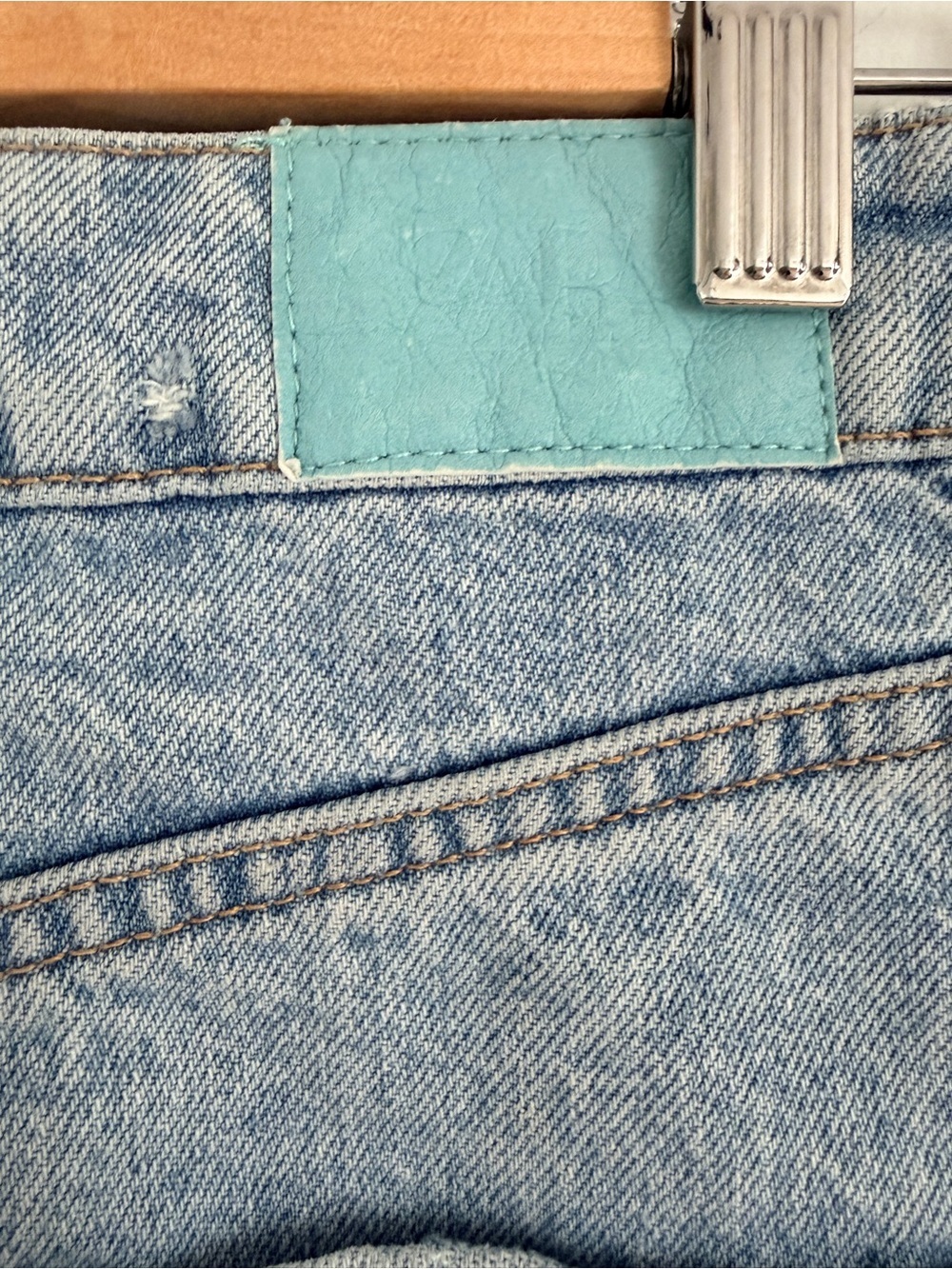 Light Blue Distressed Zara High Waisted Denim Shorts - Picture 4 of 8